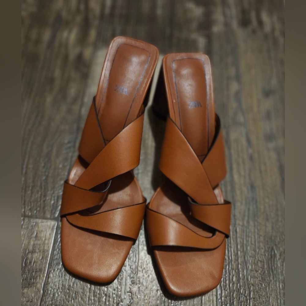 Zara Brown Heeled Sandals